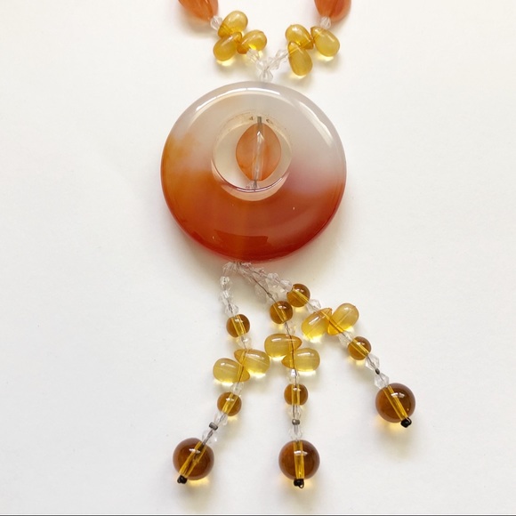 Carnelian Citrine Quartz Tassel Necklace - Picture 7 of 8